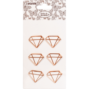 Скрепки метал. "deVENTE. Gold Rose. Diamond" роз.золото 36x26 мм, 6 шт в карт.блистер - купить в магазине Кассандра, фото, 4627188220356, 
