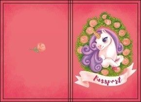 Обложка на паспорт "Единорожек #3" (ПВХ, slim) - купить в магазине Кассандра, фото, 4665303240506, 