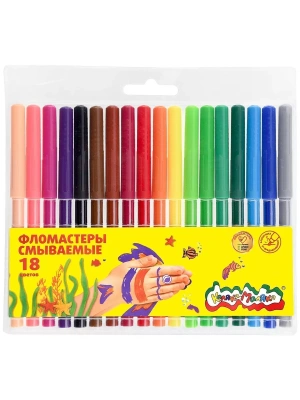 Фломастеры смываемые 18цв."Каляка-Маляка" вент. колп, блист. упак., кругл. корп., 3+- купить в магазине Кассандра, фото, 4602723003823, 