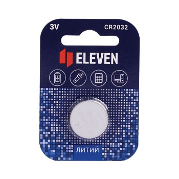 Батарейка Eleven CR2032 литиевая, BC1 - купить в магазине Кассандра, фото, 4680211305338, 