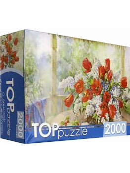 TOPpuzzle. ПАЗЛЫ 2000 элементов. РУКТП2000-1592 Русская коллекция. О.Дандорф. Тюльпаны с черёмухой - купить в магазине Кассандра, фото, 4680088415925, 