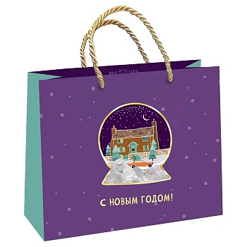 Пакет подарочный 23*18*10см MESHU "Новогодний шар",отд.фольгой, с конфетти - купить в магазине Кассандра, фото, 4680211499396, 