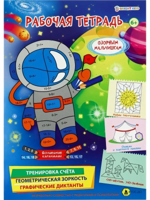 Рабочая тетрадь 6+. ОЗОРНЫМ МАЛЬЧИШКАМ (РТ-4907)полноцв.8л.бл офс.100г,обл мел карт, гл лам,195*276- купить в магазине Кассандра, фото, 4620129749077, 