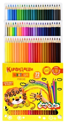 Набор цветных карандашей Каляка-Маляка 72 цв. шестигран. корп. дерев. карт.уп.- купить в магазине Кассандра, фото, 4602723145516, 