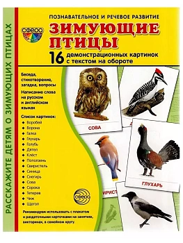 Дем. картинки СУПЕР Зимующие птицы. 16 демонстр. картинок с текстом (173х220мм) - купить в магазине Кассандра, фото, 9785994918326, 