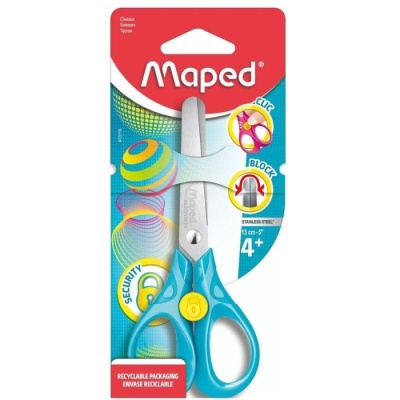 Ножницы детские Maped SECURITY 3D, 13 см, эргоном., симметричные, в блистере- купить в магазине Кассандра, фото, 3154144731102, 