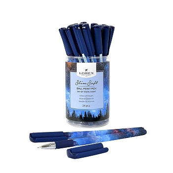 Ручка масляная LOREX SKY OF STARS.NIGHT серия Slim Soft 0,50 мм синий, кругл. прорезин. корп., - купить в магазине Кассандра, фото, 4602723109389, 