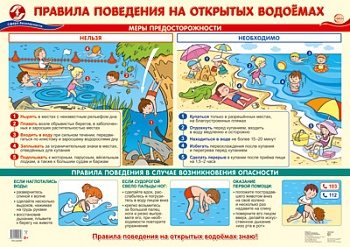 Плакат А2. Правила поведения на открытых водоемах - купить в магазине Кассандра, фото, 4630112025316, 