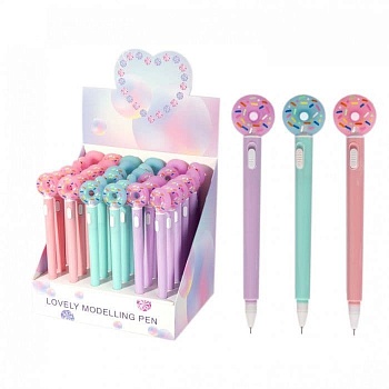 Ручка гелевая Alingar "Пончик", с подсветкой, 0,5 мм, синяя, игольчатый наконечник, цветной пластик - купить в магазине Кассандра, фото, 4680203160570, 