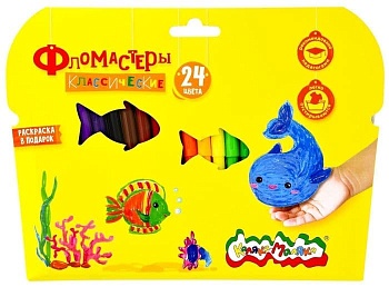 Фломастеры 24 цв. Каляка-Маляка классические кругл. корп. легкосмываемые карт. упак. - купить в магазине Кассандра, фото, 4602723134053, 