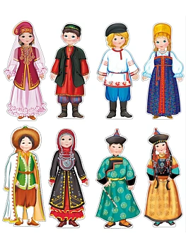 Комплект для оформления интерьера со скотчем. Народы России (8 плакатов А4) - купить в магазине Кассандра, фото, 4610563394216, 