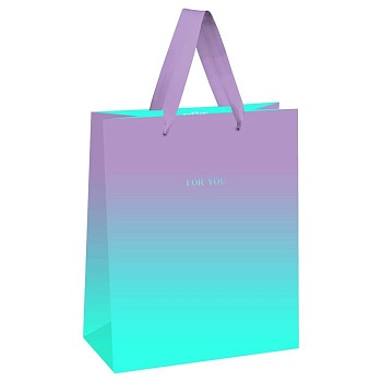 Пакет подарочный 18*23*10см MESHU "Duotone. Turquoise-Lilac gradient", отд. фольгой, матовая ламинаци - купить в магазине Кассандра, фото, 4680211498917, 