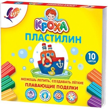 Пластилин плавающий 10цв - купить в магазине Кассандра, фото, 4601185015344, 