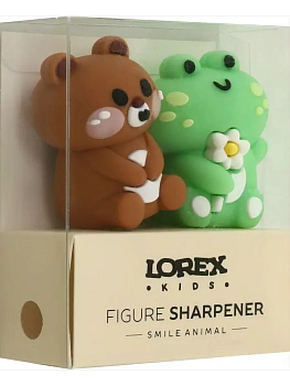 Набор точилок 2шт LOREX KIDS SMILE ANIMALассорти, корпус силикон 1 отвер.ПВХ коробка индив.штрих-код - купить в магазине Кассандра, фото, 4602723185062, 