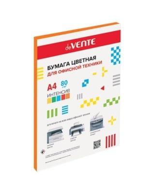 Бумага для принтера "deVENTE" A4 20 л, 80 г/м?, интенсив оранжевый, в пластиковом пак- купить в магазине Кассандра, фото, 4627173527873, 