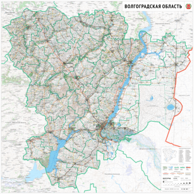 Карта.Волгоградская область 1500х1500 мм на банере со списком нас.пунктов.- купить в магазине Кассандра, фото, 2500037333525, 