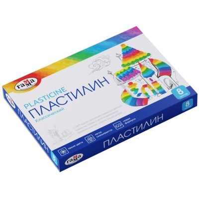 Пластилин Гамма "Классический", 08 цветов, 160г, со стеком, картон. упаковка- купить в магазине Кассандра, фото, 4600395222801, 