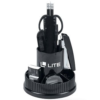 Настольный набор LITE БАШНЯ вращающ. 12 пр. черный пластик - купить в магазине Кассандра, фото, 4602723109068, 