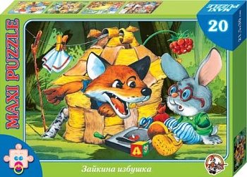 Пазлы макси.Зайкина избушка.20 эл - купить в магазине Кассандра, фото, 4606088001951, 