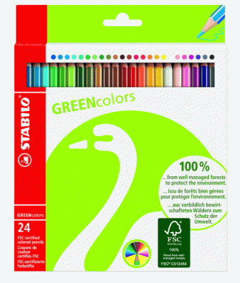Карандаши 24цв."STABILO GREENCOLOURS" картон,- купить в магазине Кассандра, фото, 4006381390682, 