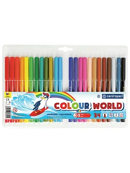 Фломастеры 24цв "Centropen" Colour World. Пингвин смываемые, на водной основе, трехгранные, упак - купить в магазине Кассандра, фото, 8595013633779, 