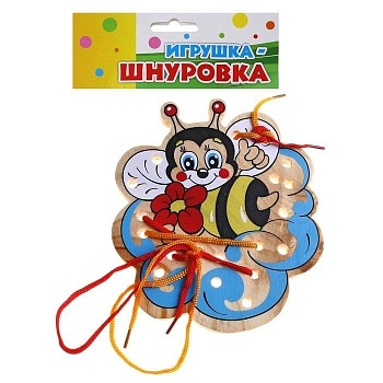 567482 Шнуровка "Пчелка на цветке" + 2 шнуровка - купить в магазине Кассандра, фото, 2905674820009, 