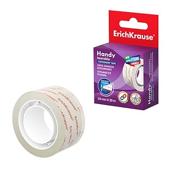 Скотч " Erich Krause " 24мм*20м Handy tearable, прозрачный, обладает высокой клеящей способностью, светостойкий(Клейка - купить в магазине Кассандра, фото, 4041485587385, 