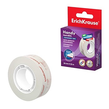 Скотч " Erich Krause " 18мм*33м Handy tearable, прозрачный, обладает высокой клеящей способностью, светостойкий(Клейка - купить в магазине Кассандра, фото, 4041485587378, 