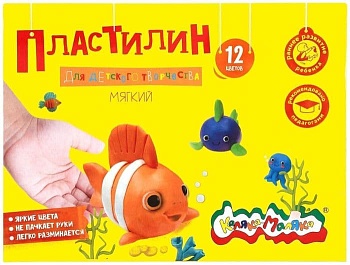 Пластилин для детского творчества 12цв."Каляка-Маляка"  ПКМ12-П - купить в магазине Кассандра, фото, 4602723059110, 