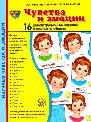 Дем. картинки СУПЕР Чувства и эмоции.16 демонстр. картинок с текстом (173х220 мм)- купить в магазине Кассандра, фото, 9785994916698, 