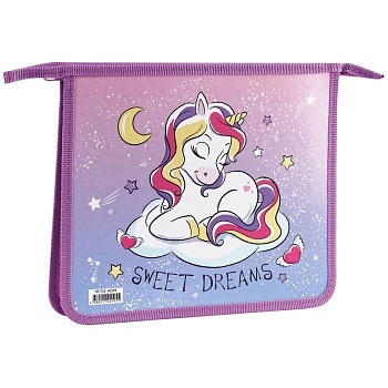 Папка для тетрадей 1 отделение А5 ArtSpace "Sweet Unicorn", пластик/картон, на молнии - купить в магазине Кассандра, фото, 4680211401955, 