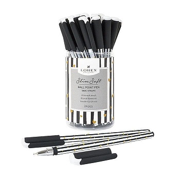 Ручка масляная LOREX B&W.STRAPS синий, прорезин.корпус - купить в магазине Кассандра, фото, 4602723109297, 