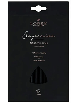 Фломастеры 12 цв. LOREX PRO-DRAW SUPERIOR кругл. корп. стандартные - купить в магазине Кассандра, фото, 4602723134848, 