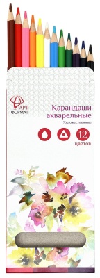 Карандаши акварельные 12цв."АРТформат" трехгранные- купить в магазине Кассандра, фото, 4602723092209, 