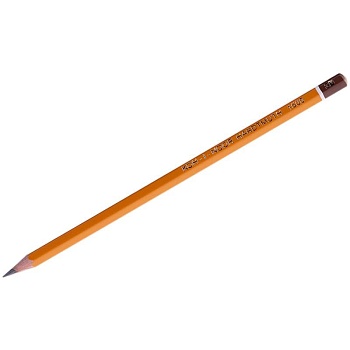 Карандаш чернографит. " KOH-I-NOOR" 3B шестигранный, деревянный, цвет корпуса - желтый - купить в магазине Кассандра, фото, 8593539092407, 