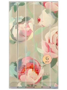 Набор текстовыделителей 6шт LOREX Mark it BLOSSOMS 1-4мм ассорти пастель скошенный, принт - купить в магазине Кассандра, фото, 4602723185123, 