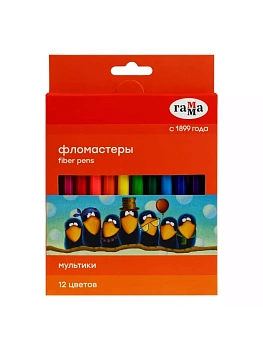 Фломастеры Гамма "Мультики", 12цв., смываемые, картон. упак., европодвес - купить в магазине Кассандра, фото, 4600395041099, 